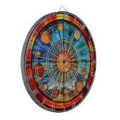 Glas in lood Zonnestelsel Dartboard Dartbord (Voorkant Links)