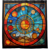 Glas in lood zonnestelsel douchegordijn (Voorkant)