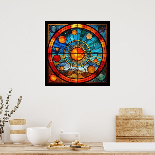 Glas in lood Zonnestelsel Poster (Keuken)