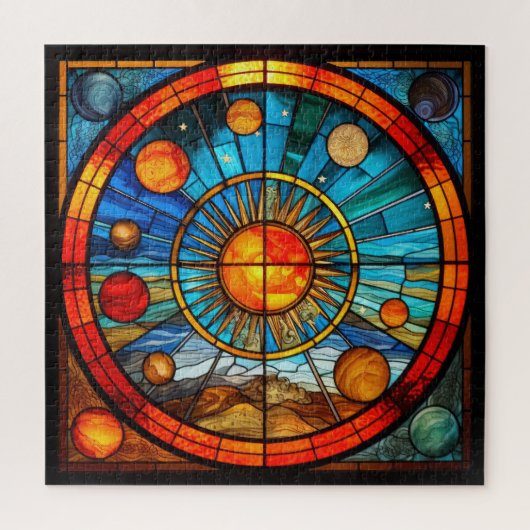 Glas in lood zonnestelsel puzzel (Verticaal)