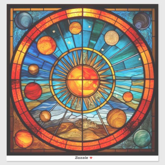 Glas in lood Zonnestelsel Vinyl Sticker (Vel)