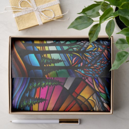 Glas in lood zonsondergang tissuepapier (Geschenk)