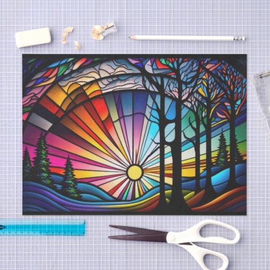 Glas in lood zonsondergang tissuepapier (Craft)