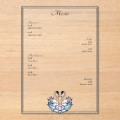 Glas in lood Zwanen Water Lelies Trouwmenu Acryl Uitnodigingen (Voorkant)