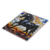 Glas in lood zwart paard tegeltje (Zijkant)