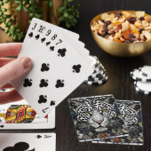 Glas-in-lood zwart-witte luipaard pokerkaarten (Insitu)