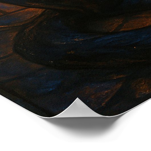 Glas in lood Zwarte Kat Fantasy Kunstwerk Poster (Hoek)