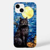 Glas in lood zwarte kat Sterrennacht Case-Mate iPhone Case (Achterkant)
