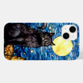 Glas in lood zwarte kat Sterrennacht Case-Mate iPhone Case (Achterkant (horizontaal))