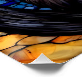 Glas in lood zwarte kat Sterrennacht Perfect Poster (Hoek)