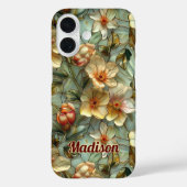 Glas-in-loodbloemen beige Case-Mate iPhone case (Achterkant)