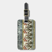 Glas-in-loodbloemen met lichtbruine rand bagagelabel (Voorkant verticaal)