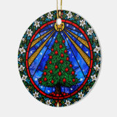 Glas-in-loodboom & bloemrand keramisch ornament (Links)