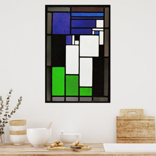 Glas-in-loodcompositie-Vrouw, beroemd kunstwerk Poster (Keuken)