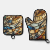 Glas-in-loodgolven Ovenwant & Pannenlap Set (Voorkant)