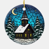 Glas-in-loodkapel Winter Nacht Keramisch Ornament (Achterkant)