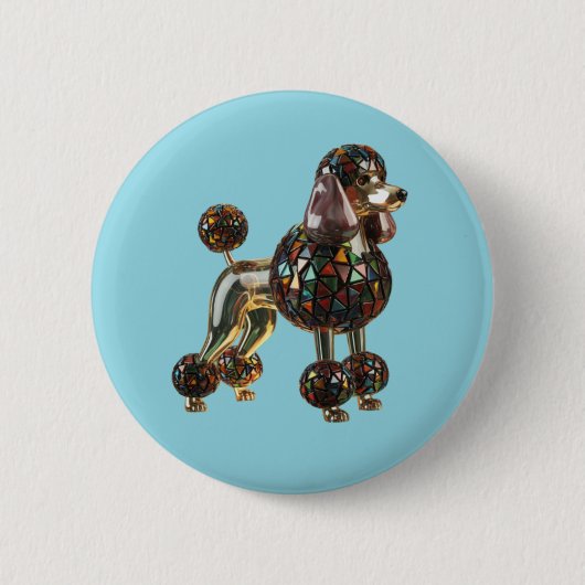 Glas-in-loodknoop Poodle Ronde Button 5,7 Cm (Voorkant)