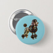 Glas-in-loodknoop Poodle Ronde Button 5,7 Cm (Voorkant /achterkant)