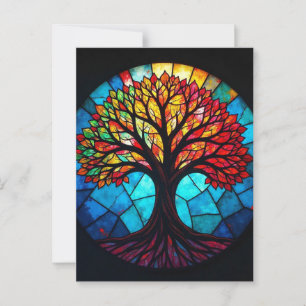 Glas-in-loodkunst, Boom des Levens Glas-in-lood Briefkaart
