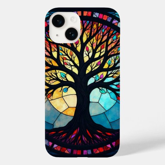 Glas-in-loodkunst, Boom des Levens Glas-in-lood  Case-Mate iPhone Case (Achterkant)