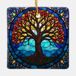 Glas-in-loodkunst, Boom des Levens Glas-in-lood  Keramisch Ornament