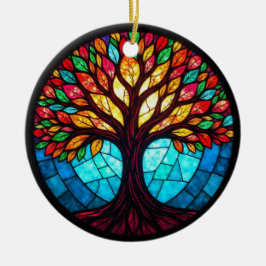 Glas-in-loodkunst, Boom des Levens Glas-in-lood  Keramisch Ornament