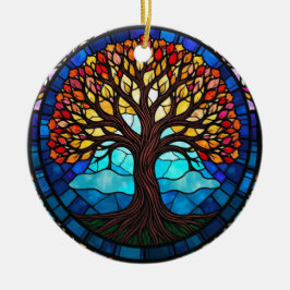 Glas-in-loodkunst, Boom des Levens Glas-in-lood Keramisch Ornament
