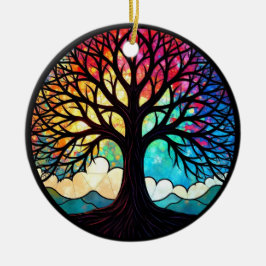 Glas-in-loodkunst, Boom des Levens Glas-in-lood Keramisch Ornament