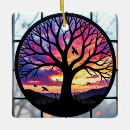 Glas-in-loodkunst, Boom des Levens Glas-in-lood  Keramisch Ornament