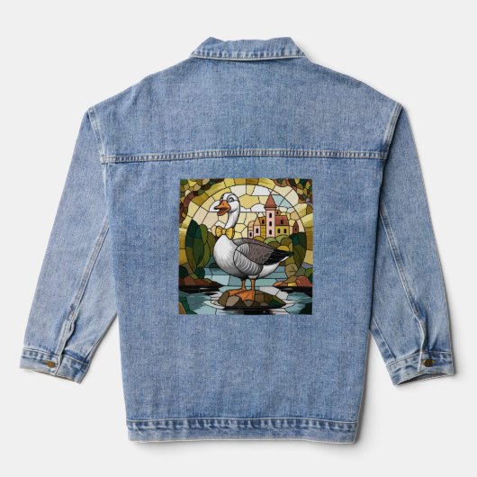 Glas-in-loodkunst, Dwaze Gans Glas-in-lood Denim Jacket (Achterkant)
