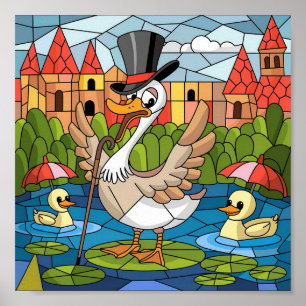 Glas-in-loodkunst, Dwaze Gans Glas-in-lood Poster