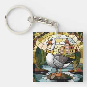 Glas-in-loodkunst, Dwaze Gans Glas-in-lood Sleutelhanger