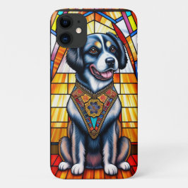 Glas-in-loodkunst met een portret van een hond Case-Mate iPhone case