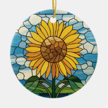 Glas-in-loodkunst, zonnebloem glas-in-lood