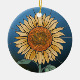 Glas-in-loodkunst, zonnebloem glas-in-lood keramisch ornament