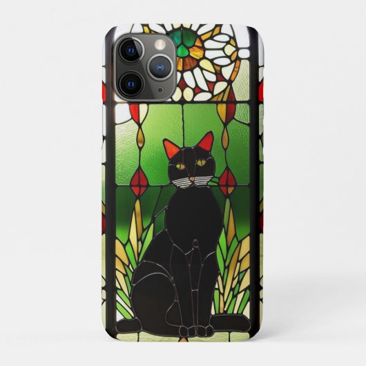Glas-in-loodontwerp met kat Case-Mate iPhone case (Achterkant)