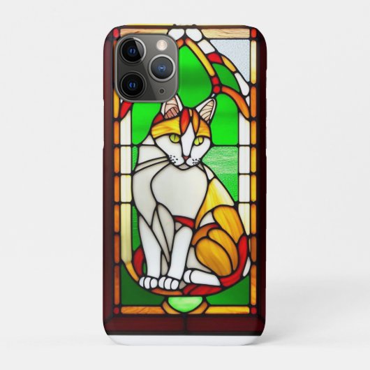 Glas-in-loodontwerp met kat Case-Mate iPhone case (Achterkant)