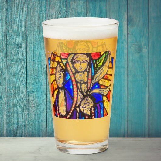 Glas-in-loodontwerp met religieuze figuur. glas