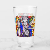 Glas-in-loodontwerp met religieuze figuur. glas (Achterkant)