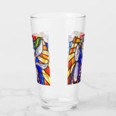 Glas-in-loodontwerp met religieuze figuur. glas (Links)