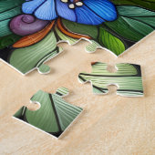Glas-in-loodontwerp van Kolibrie Legpuzzel (Zijkant)
