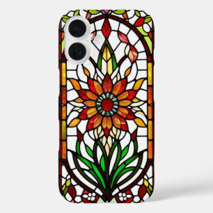 Glas-in-loodpaneel met Levendige Bloem iPhone 16 Hoesje