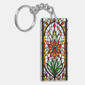 Glas-in-loodpaneel met Levendige Bloem Sleutelhanger (Voorkant Links)