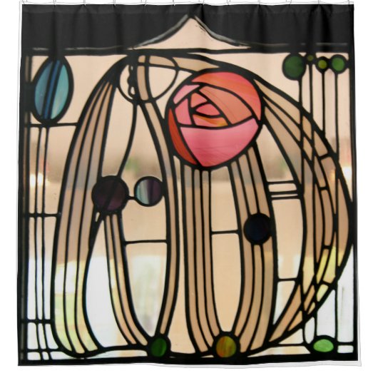 Glas-in-loodraam door Charles Mackintosh Douchegordijn (Voorkant)