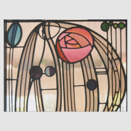 Glas-in-loodraam, Hill House van Mackintosh Tissuepapier (Voorkant)