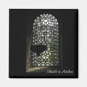 Glas-in-loodraam in kerk in Aken Magneet