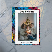 Glas-in-loodraam Joy & Peace Kerst Foto Feestdagenkaart