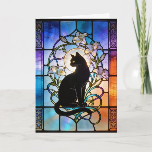 Glas-in-loodraam met kat kaart (Voorkant)