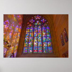 Glas-in-loodraam, Sint-Vituskathedraal, Praag Poster