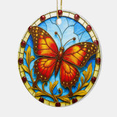 Glas-in-loodraam vlinder keramisch ornament (Links)
